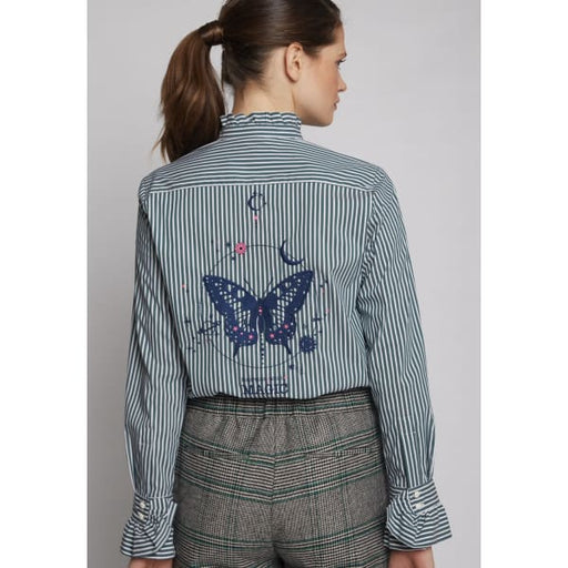 SHIRT NICOLA EMB GREEN STRIPES - Clothing & Accessories